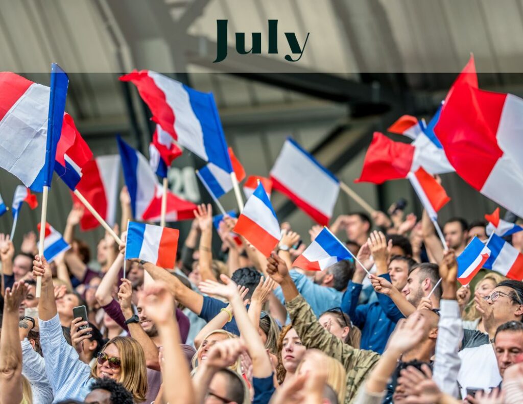 Crowd waving Flags from france